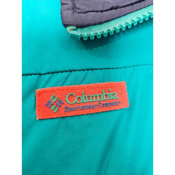 Vintage 90s Columbia Down Puffer Jacket Reversible Mens Adult Small L Blue Teal - Picture 5 of 11